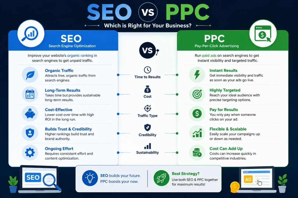 SEO vs PPC comparison/SEO vs PPC key differences